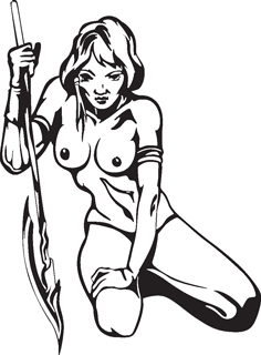 Sexy warrior girl decal 4